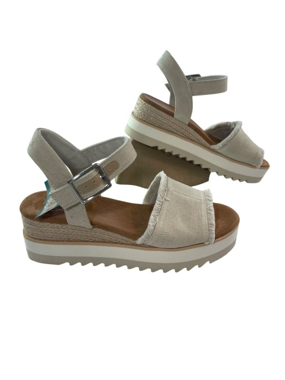 TOMS Diana Sandals Size 8 White Onyx Denim Platform Espadrille Wmn's Size 8 NIB